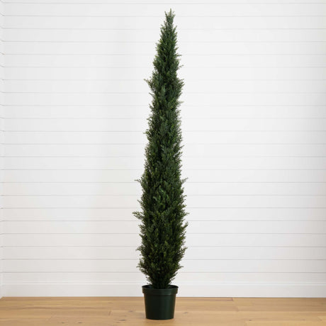 8' Mini Cedar Pine Tree w/4249 tips in 12” Pot (Two Tone Green)-Parc Decor