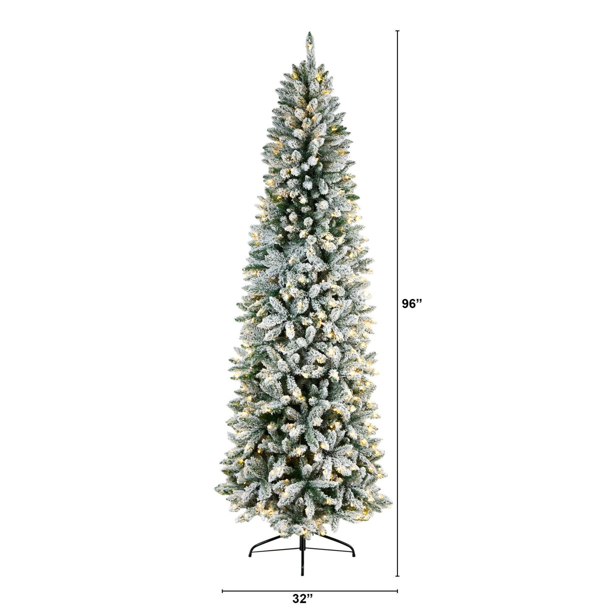 8’ Slim Flocked Montreal Fir Artificial Christmas Tree-Parc Decor