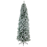 8’ Slim Flocked Montreal Fir Artificial Christmas Tree-Parc Decor