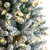 8’ Slim Flocked Montreal Fir Artificial Christmas Tree-Parc Decor