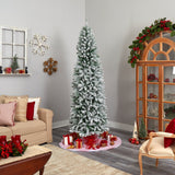 8’ Slim Flocked Montreal Fir Artificial Christmas Tree-Parc Decor