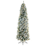 8’ Slim Flocked Montreal Fir Artificial Christmas Tree-Parc Decor