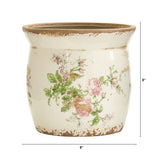 8” Tuscan Ceramic Floral Print Planter-Parc Decor