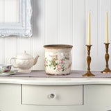 8” Tuscan Ceramic Floral Print Planter-Parc Decor