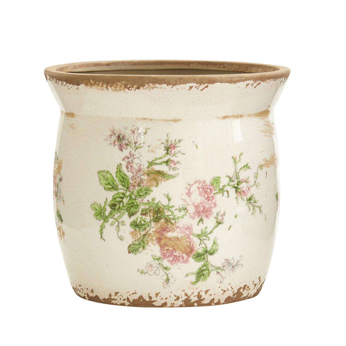 8” Tuscan Ceramic Floral Print Planter-Parc Decor