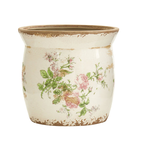 8” Tuscan Ceramic Floral Print Planter-Parc Decor