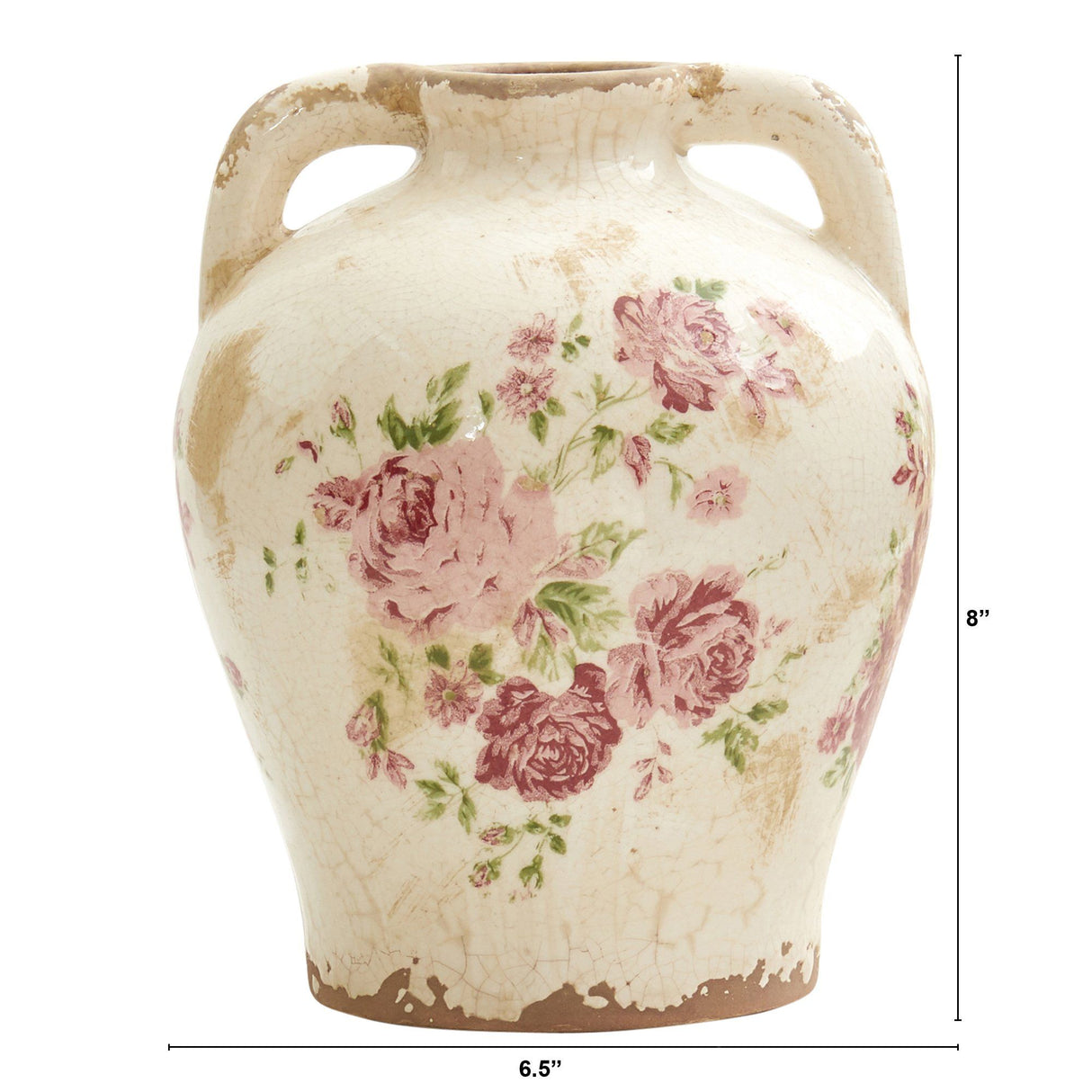 8” Tuscan Ceramic Floral Print Vase-Parc Decor