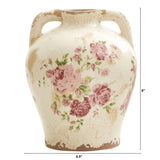 8” Tuscan Ceramic Floral Print Vase-Parc Decor