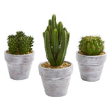 8” Cactus Artificial Plant (Set of 3)-Plant in Planter-Parc Decor