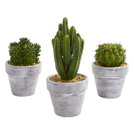 8” Cactus Artificial Plant (Set of 3)-Plant in Planter-Parc Decor