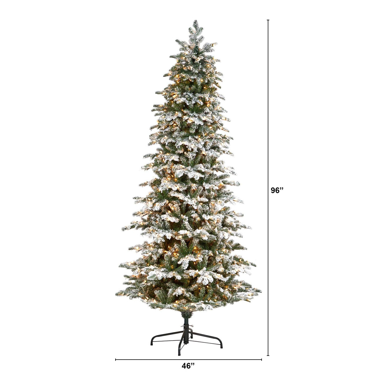8’ Flocked North Carolina Fir Artificial Christmas Tree with 650 Warm White Lights and 2593 Branches-Christmas Tree-Parc Decor