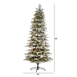 8’ Flocked North Carolina Fir Artificial Christmas Tree with 650 Warm White Lights and 2593 Branches-Christmas Tree-Parc Decor