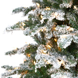 8’ Flocked North Carolina Fir Artificial Christmas Tree with 650 Warm White Lights and 2593 Branches-Christmas Tree-Parc Decor