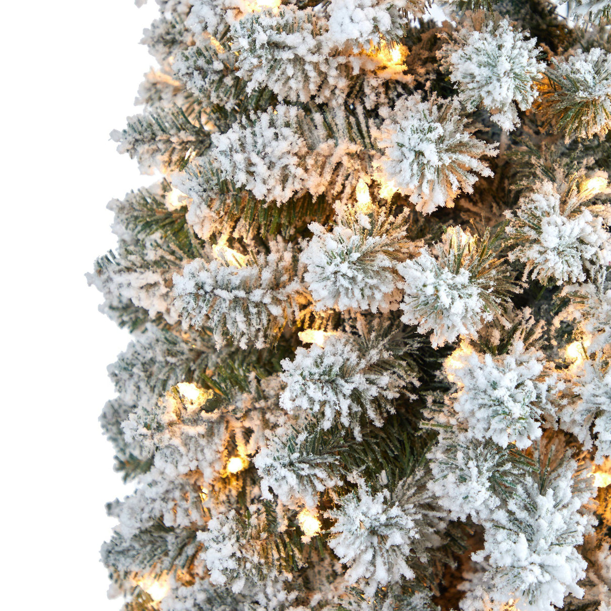 8’ Flocked Pencil Artificial Christmas Tree with 500 Clear Lights and 646 Bendable Branches-Christmas Tree-Parc Decor