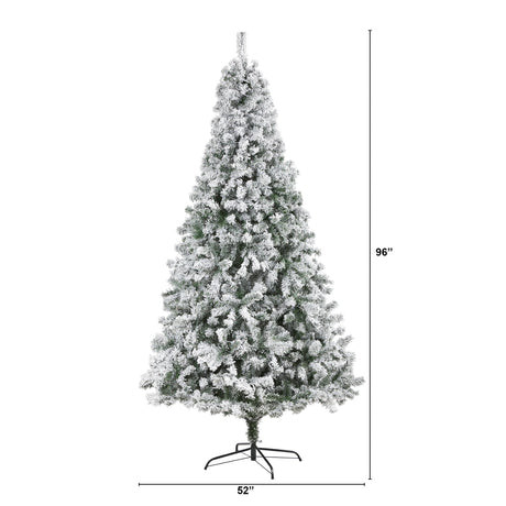8' Flocked Rock Springs Spruce Artificial Christmas Tree-Christmas Tree-Parc Decor