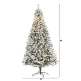 8' Flocked Rock Springs Spruce Artificial Christmas Tree with 500 Clear LED Lights and 1186 Bendbable Branches-Christmas Tree-Parc Decor