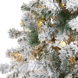 8' Flocked Rock Springs Spruce Artificial Christmas Tree with 500 Clear LED Lights and 1186 Bendbable Branches-Christmas Tree-Parc Decor