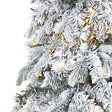 8' Flocked Vermont Mixed Pine Artificial Christmas Tree with 600 LED Lights-Christmas Tree-Parc Decor