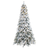 8' Flocked Vermont Mixed Pine Artificial Christmas Tree with 600 LED Lights-Christmas Tree-Parc Decor