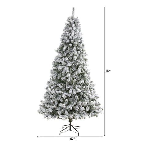 8' Flocked West Virginia Fir Artificial Christmas Tree-Christmas Tree-Parc Decor