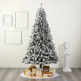 8' Flocked West Virginia Fir Artificial Christmas Tree-Christmas Tree-Parc Decor