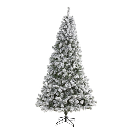 8' Flocked West Virginia Fir Artificial Christmas Tree-Christmas Tree-Parc Decor