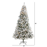 8' Flocked West Virginia Fir Artificial Christmas Tree with 500 Clear LED Lights-Christmas Tree-Parc Decor