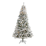8' Flocked West Virginia Fir Artificial Christmas Tree with 500 Clear LED Lights-Christmas Tree-Parc Decor