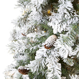 8' Flocked White River Mountain Pine Artificial Christmas Tree with Pinecones and 500 Clear LED Lights-Christmas Tree-Parc Decor