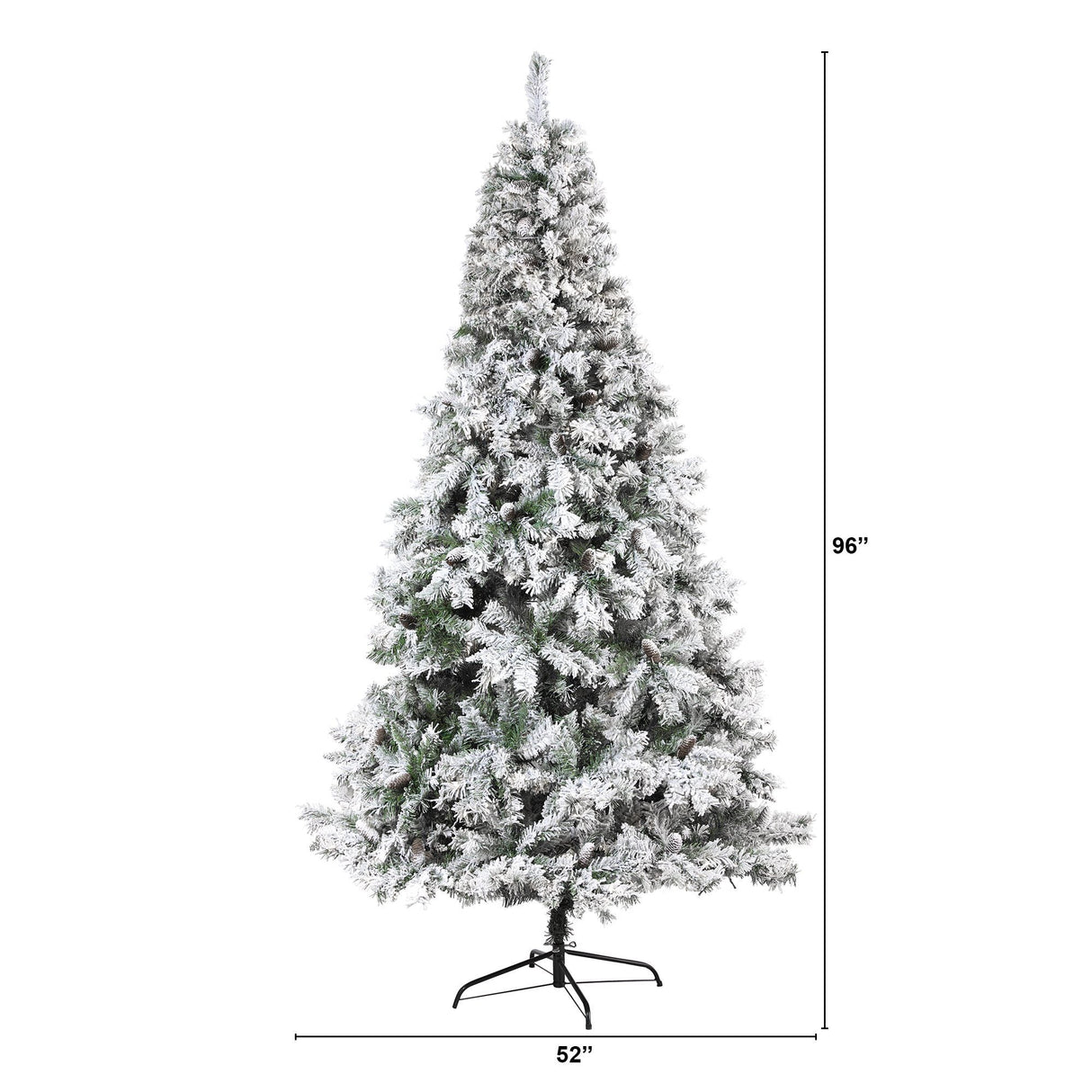 8' Flocked White River Mountain Pine Artificial Christmas Tree with Pinecones-Christmas Tree-Parc Decor