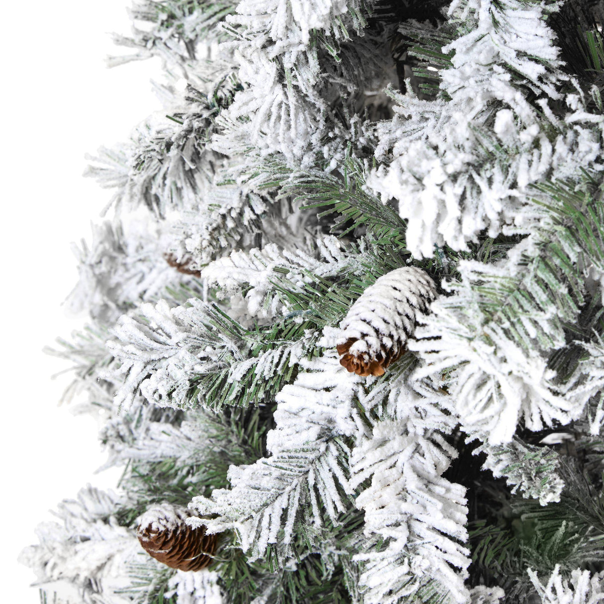 8' Flocked White River Mountain Pine Artificial Christmas Tree with Pinecones-Christmas Tree-Parc Decor