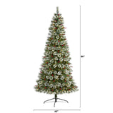 8’ Frosted Swiss Pine Artificial Christmas Tree with 550 Clear LED Lights and Berries-Christmas Tree-Parc Decor