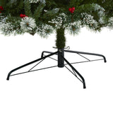 8’ Frosted Swiss Pine Artificial Christmas Tree with 550 Clear LED Lights and Berries-Christmas Tree-Parc Decor