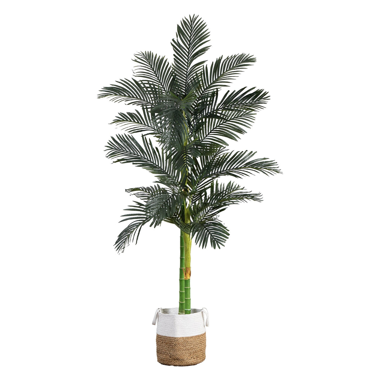 8’ Golden Cane Artificial Palm Tree in Handmade Natural Cotton Planter-Tree-Parc Decor