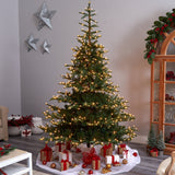8’ Layered Washington Spruce Christmas Tree with 650 Clear Lights and 1561 Bendable Branches-Christmas Tree-Parc Decor