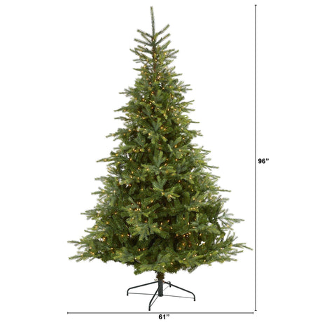 8’ North Carolina Spruce Artificial Christmas Tree with 650 Clear Lights and 1303 Bendable Branches-Christmas Tree-Parc Decor