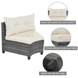 8-pieces Outdoor Wicker Round Sofa Set-Outdoor Furniture-Parc Decor