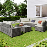 8-pieces Outdoor Wicker Round Sofa Set-Outdoor Furniture-Parc Decor
