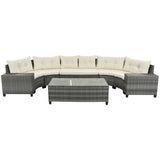 8-pieces Outdoor Wicker Round Sofa Set-Outdoor Furniture-Parc Decor
