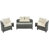 8-pieces Outdoor Wicker Round Sofa Set-Outdoor Furniture-Parc Decor