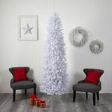 8’ Slim White Artificial Christmas Tree with 1348 Bendable Branches-Christmas Tree-Parc Decor