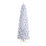 8’ Slim White Artificial Christmas Tree with 1348 Bendable Branches-Christmas Tree-Parc Decor