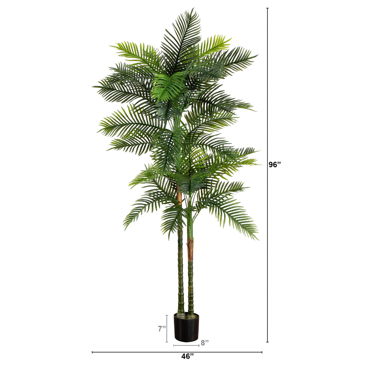 8’ UV Resistant Artificial Double Robellini Palm Tree (Indoor/Outdoor)-Tree-Parc Decor