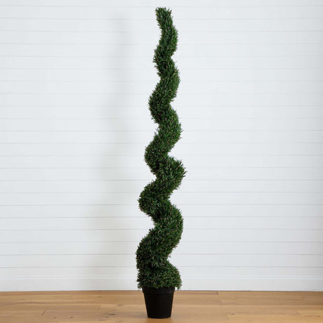 8' UV Resistant Artificial Rosemary Spiral Topiary Tree (Indoor/Outdoor)-Tree-Parc Decor