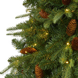 8’ Wellington Spruce “Natural Look” Artificial Christmas Tree with 550 Clear LED Lights and Pine Cones-Christmas Tree-Parc Decor