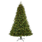 8’ Wellington Spruce “Natural Look” Artificial Christmas Tree with 550 Clear LED Lights and Pine Cones-Christmas Tree-Parc Decor