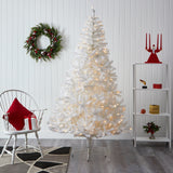 8' White Artificial Christmas Tree with 1500 Bendable Branches and 450 LED Lights-Christmas Tree-Parc Decor
