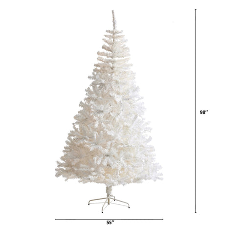 8' White Artificial Christmas Tree with 1500 Bendable Branches-Christmas Tree-Parc Decor