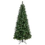 8’ Wisconsin Slim Snow Tip Pine Christmas Tree with 600 Clear LED Lights and 908 Bendable Branches-Christmas Tree-Parc Decor