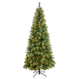8’ Wisconsin Slim Snow Tip Pine Christmas Tree with 600 Clear LED Lights and 908 Bendable Branches-Christmas Tree-Parc Decor